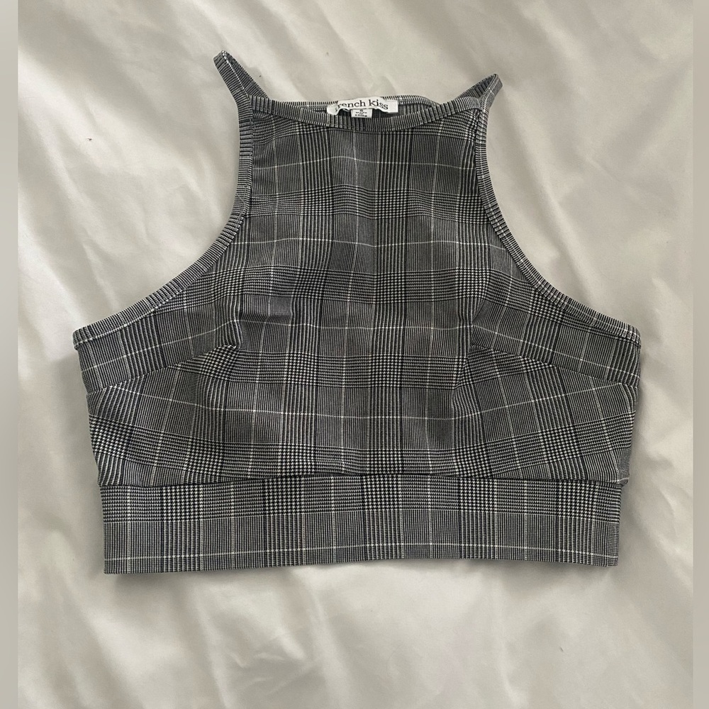 Plaid Gray Racerback Crop Top